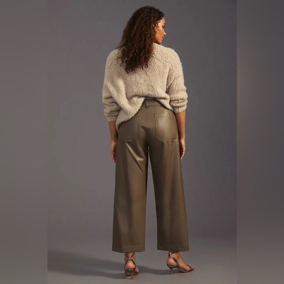Anthropologie The Colette Cropped Wide-Leg Faux Leather Pants - Picture 2 of 11